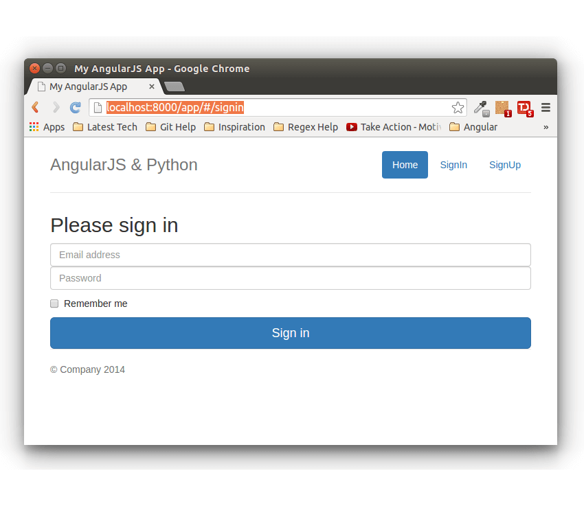 Flask AngularJS App Powered By RESTful API - SignIn Page
