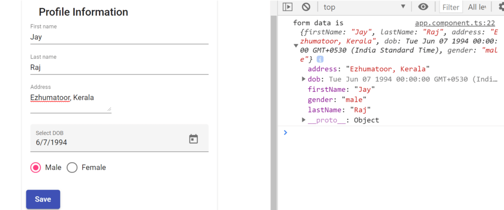 Button Click Output in Browser Console
